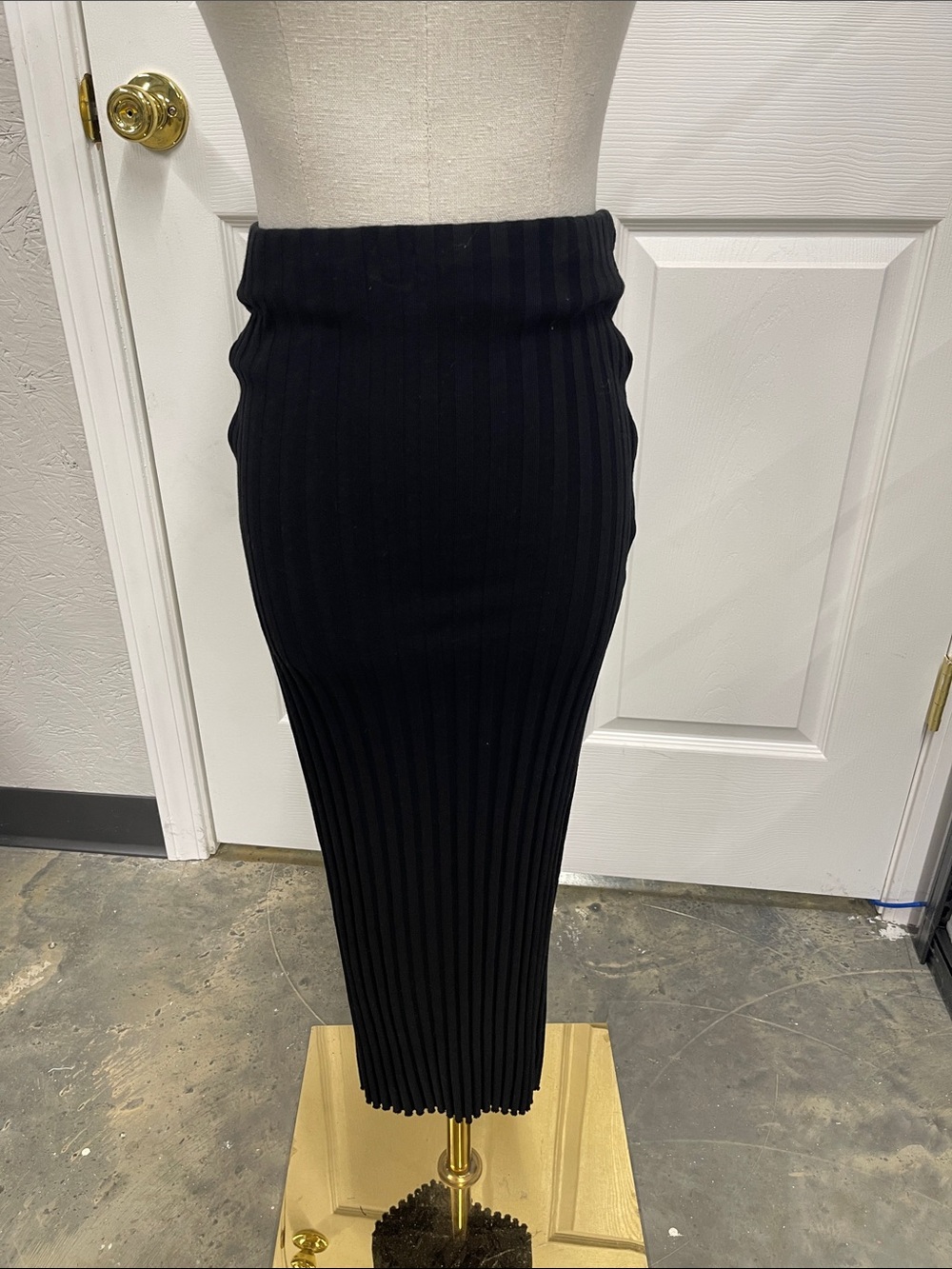 Cotton Citizen Black Ribbed Pencil Skirt